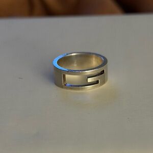 Gucci Cut Out G Silver Ring Size 8